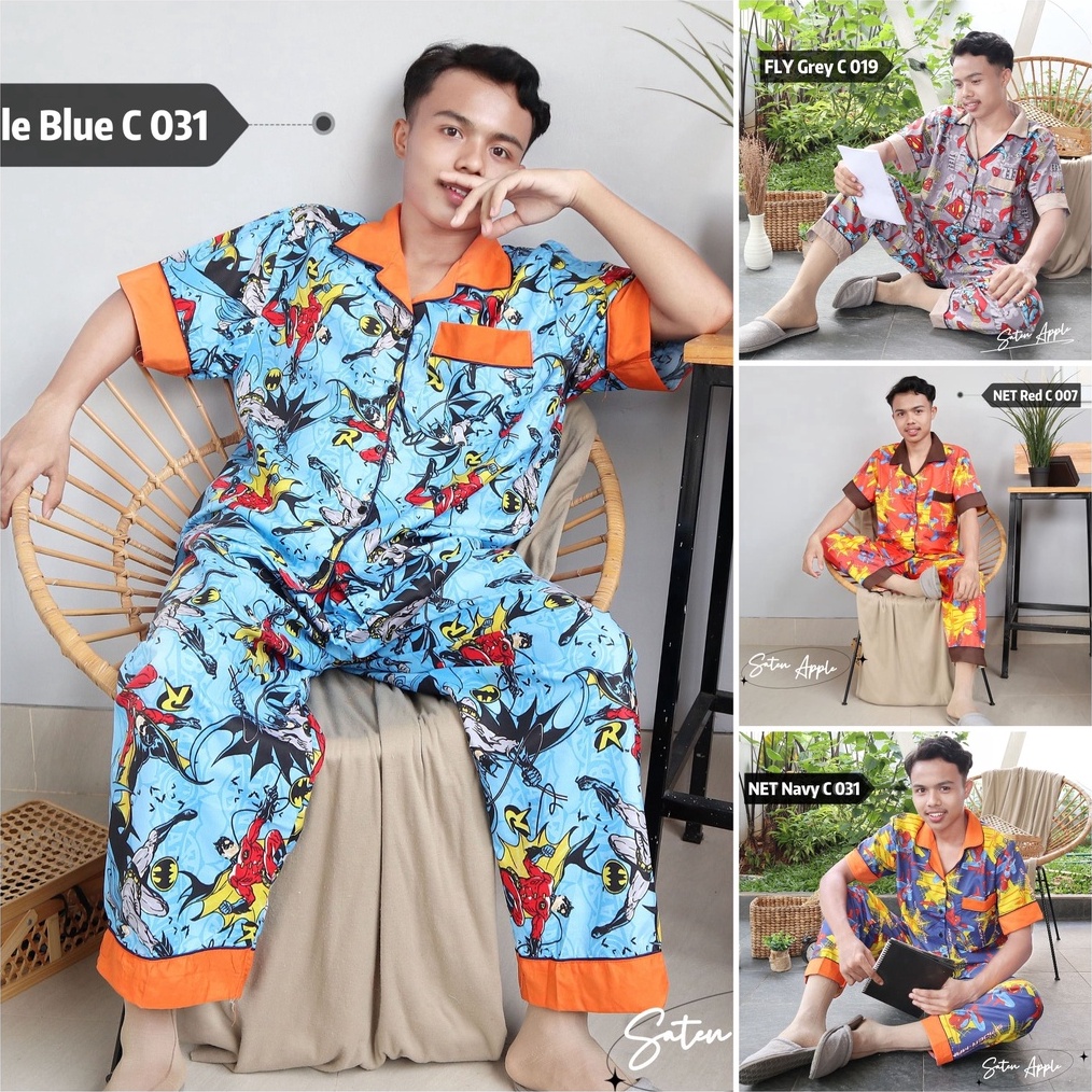 GROSIR IZANY Piyama CP PRIA ALLSIZE fit to XL Dewasa Saten apple serbuuu