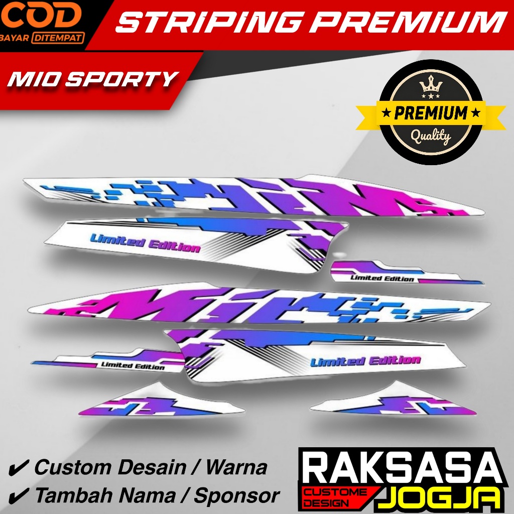 STRIPING CUSTOM MIO SPORTY VINIL DAN TRANSPARANT KUALITAS PREMIUM BONUS STIKER  / STICKER VINYL TRAN