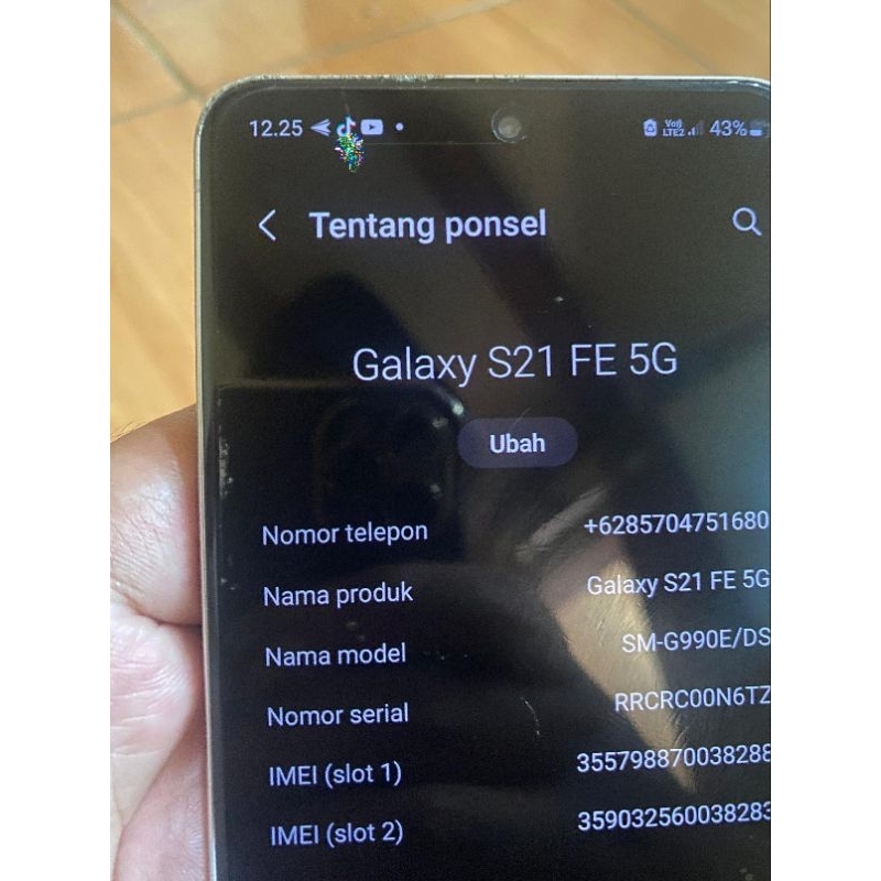 lcd+frame samsung s21 fe ori copotan
