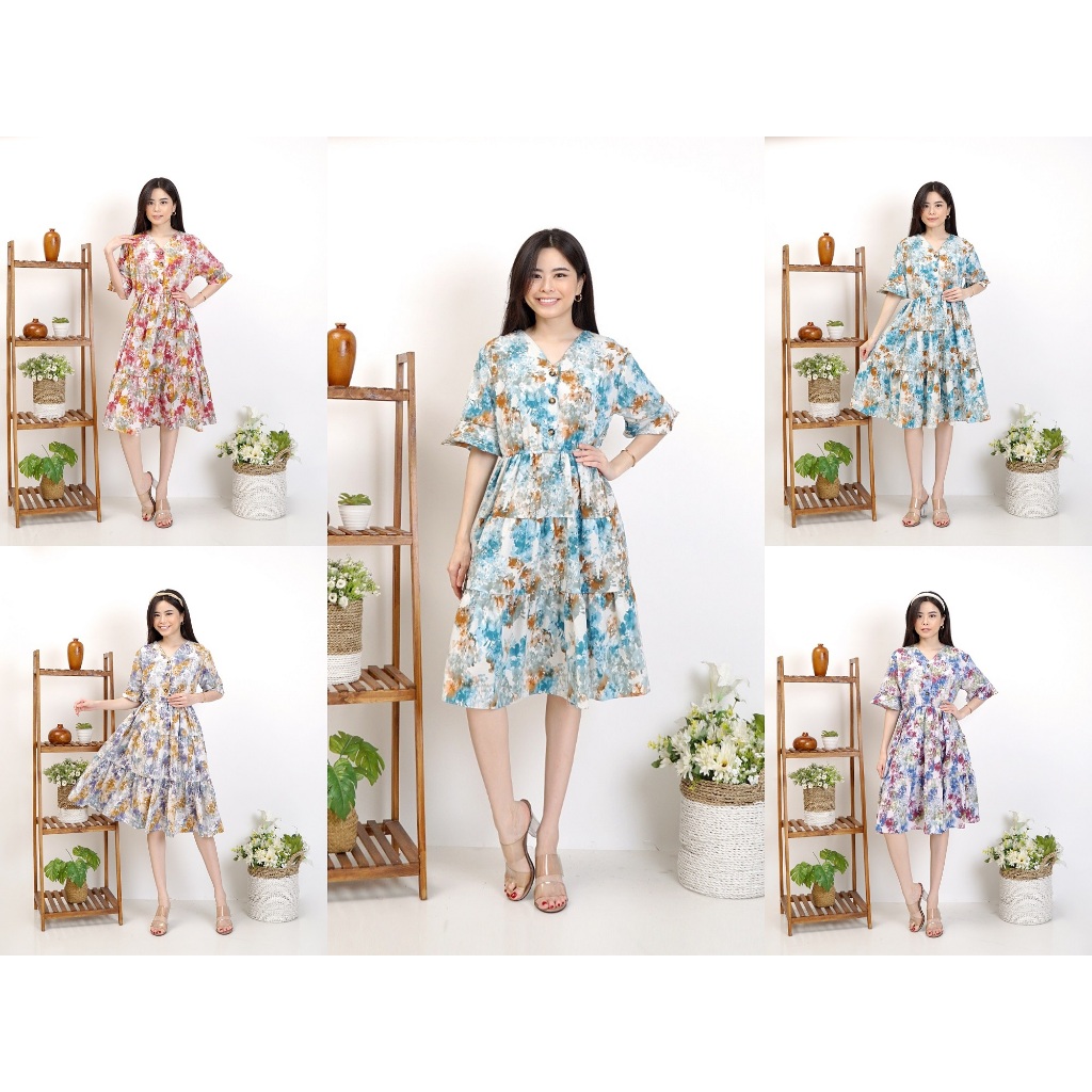 Dress Pesta Kondangan CELINE / Midi Dress Korean Style Motif Terbaru 2024