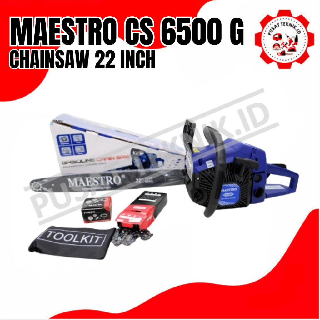 CHAINSAW MAESTRO 6500 Mesin Gergaji Kayu Chainsaw 22 Inch Maestro Chain Saw CS6500G