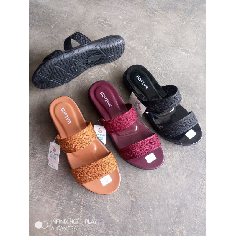 sandal wanita selop rajut sofia terbaru ban 2/sandal teplek kekinian
