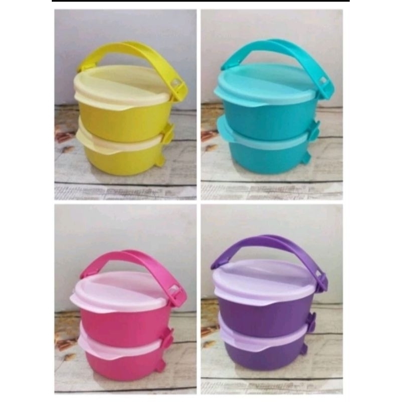 rantang fun small ctg click to go round 550ml tupperware 2 susun