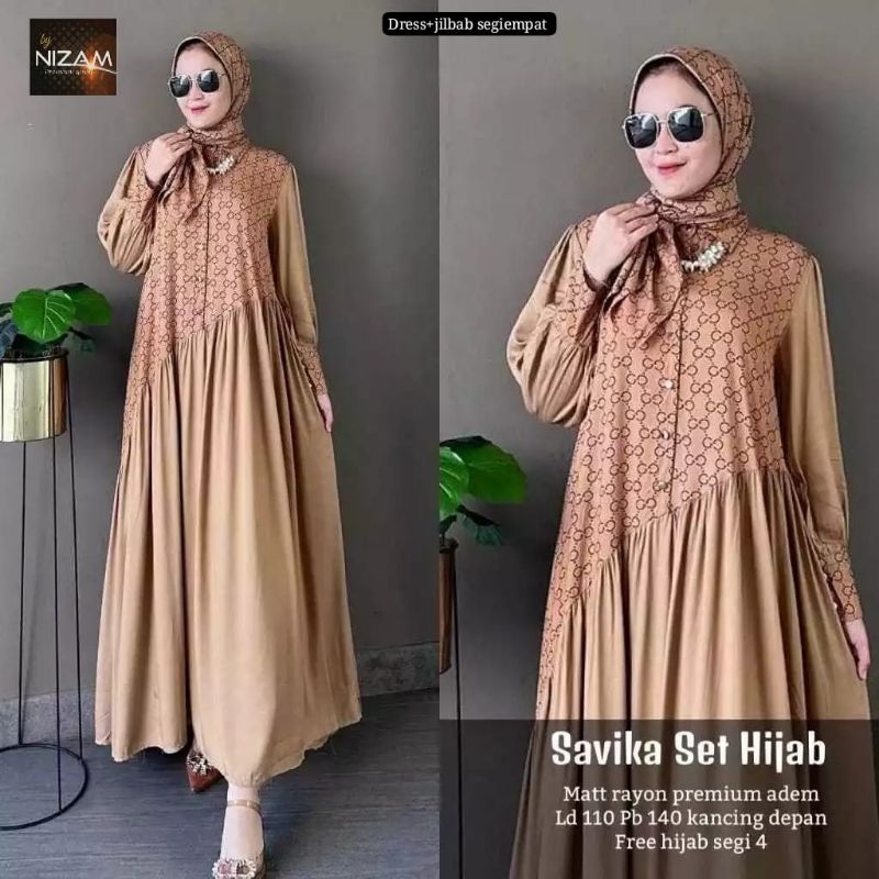 GAMIS SAVIKA SET JILBAB SEGI EMPAT