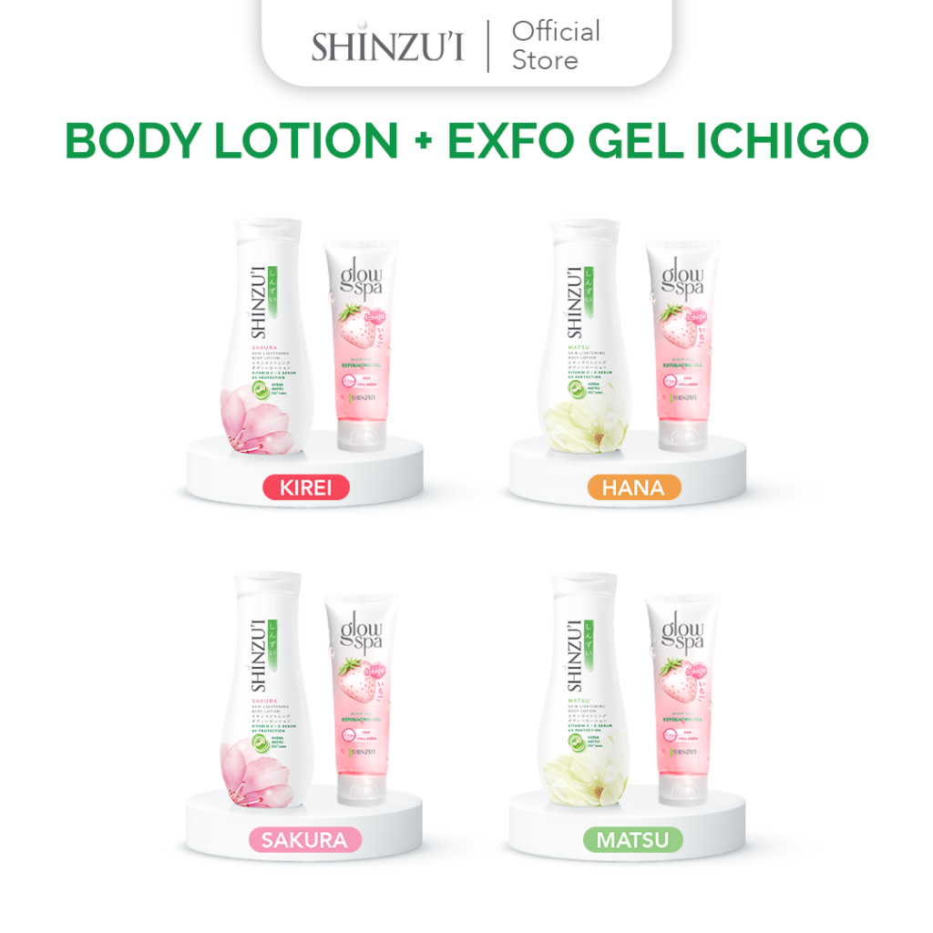 Shinzui Paket Body Lotion 210ml + Glow Spa Exfoliating Gel Ichigo 130ml