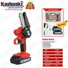 Cordless Mini Chainsaw 18V 4 Inch Kodenki Mesin Gergaji Potong Kayu Pohon Baterai Batre Chain Saw Po