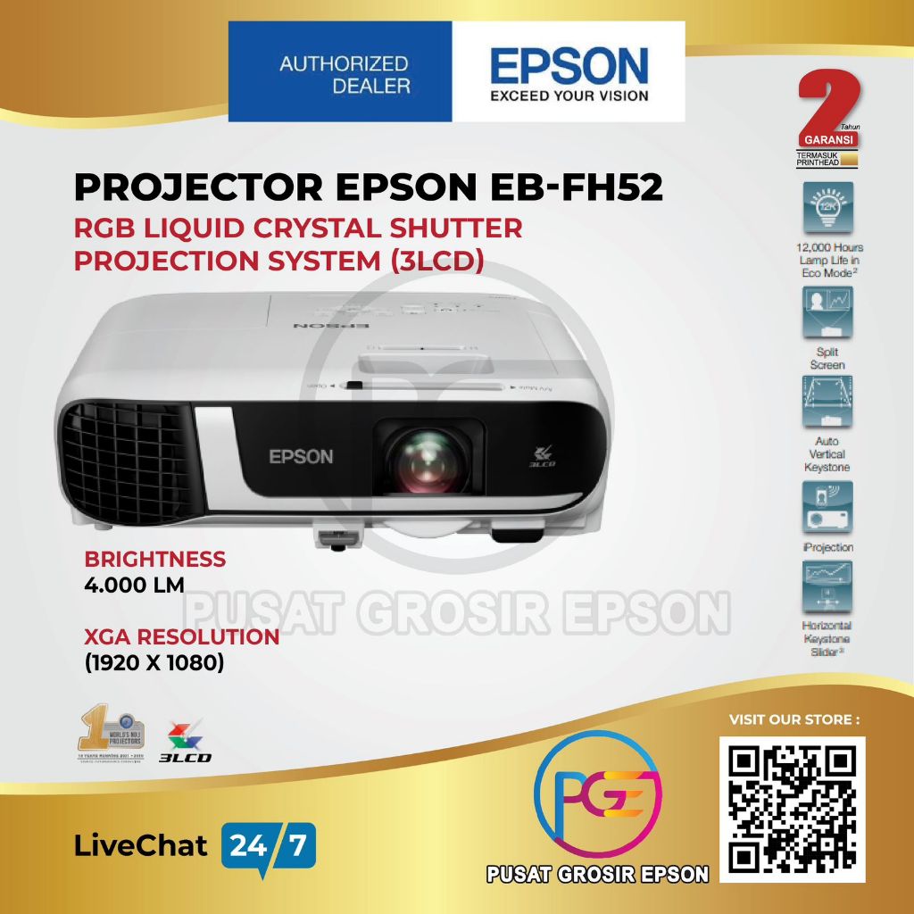 PROJEKTOR EPSON EB - FH52 EBFH52 EB FH52 EB-FH52 ( PENGGANTI EB - U42 )