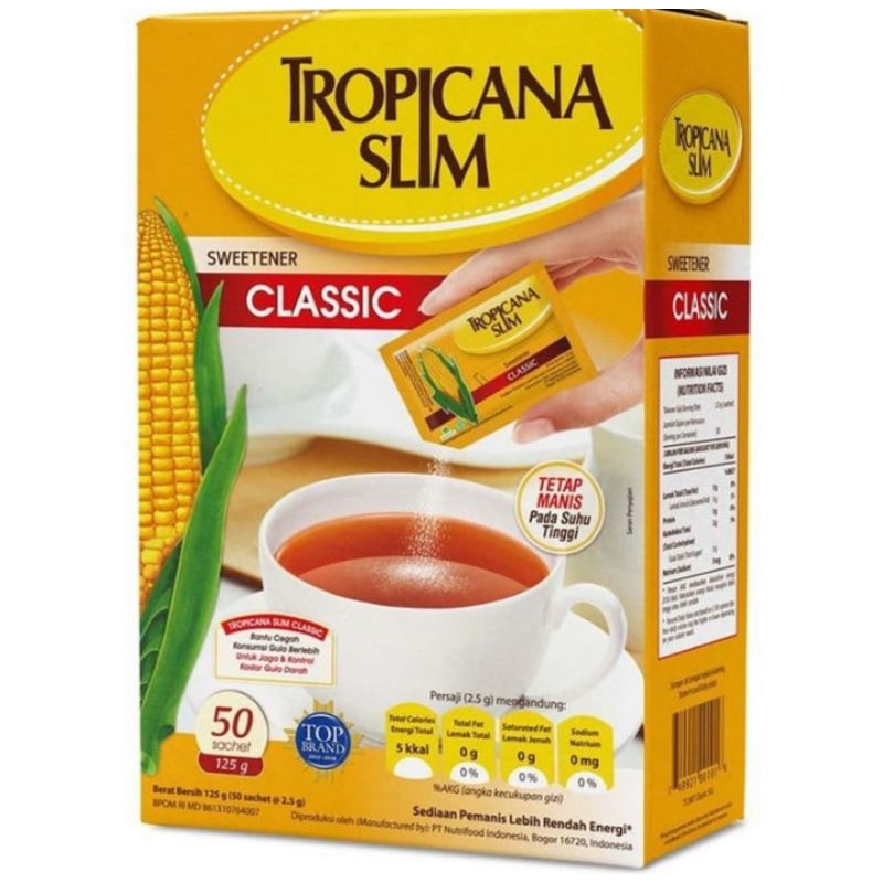 

Tropicana Slim Pemanis Rendah Kalori Classic 50 x 2,5 g