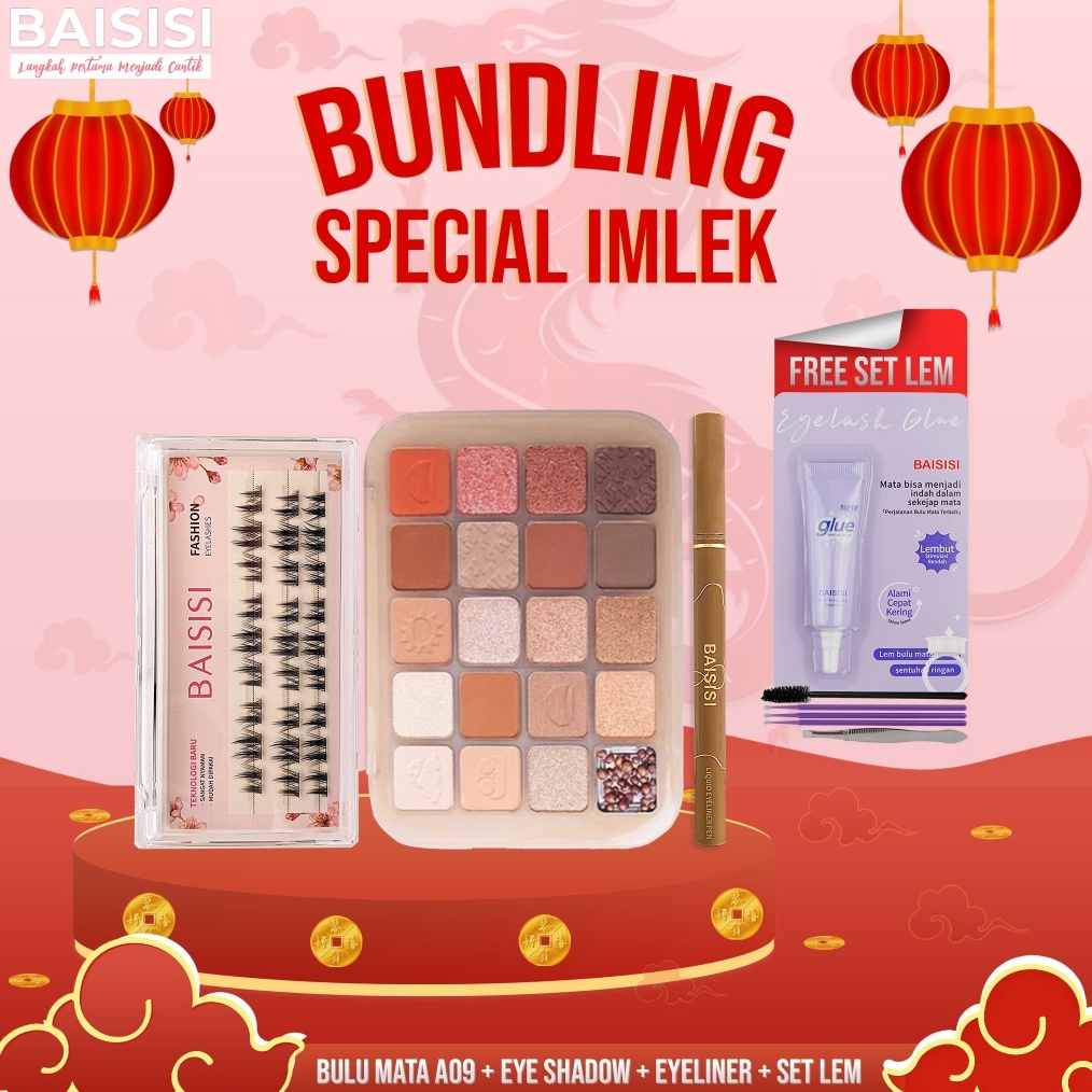1212 Brand 4 in 1 Package Bulumata Palsu tersegmentasi A9  BAISISI Eyeshadow Palette  Eyeliner  Set 