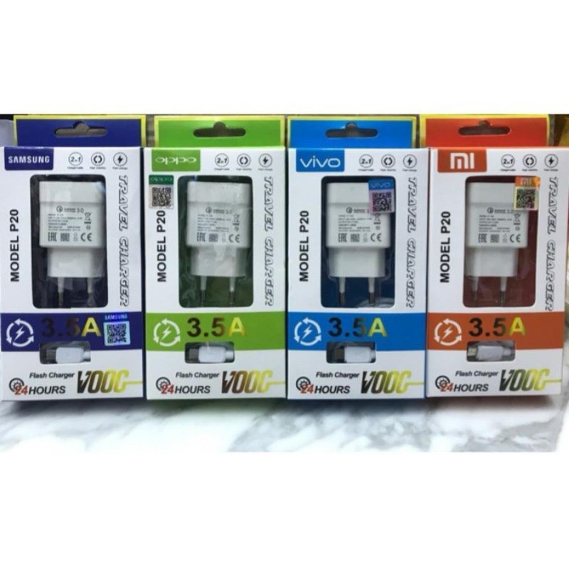 Charger Branded P20 3.5A 1USB V8 Micro USB / Casan P20 TC P-20 vivo samsung cas hp xiaomi