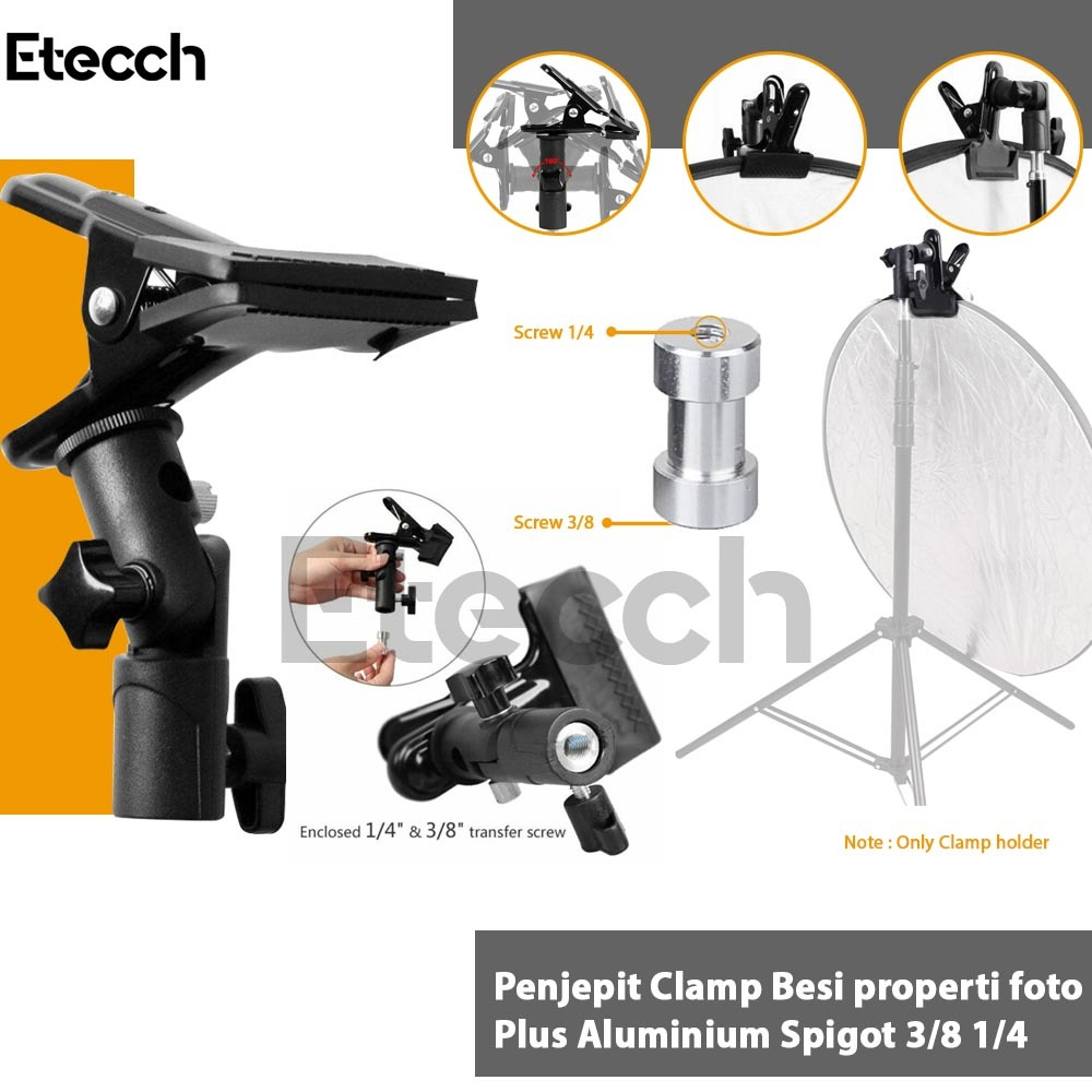 Penjepit Clamp Besi properti foto Plus Aluminium Spigot 3/8 1/4