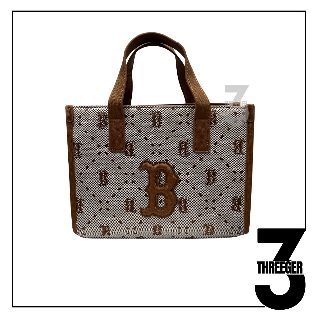 MLB B Boston Red Sox Monogram Jacquard Tote Bag Brown Original