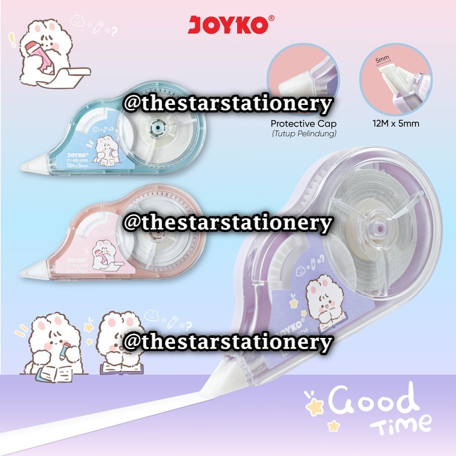 

(1 Biji) Correction Tape Joyko CT-522-GTM (12 M x 5 mm) / Pita Koreksi Joyko CT-522