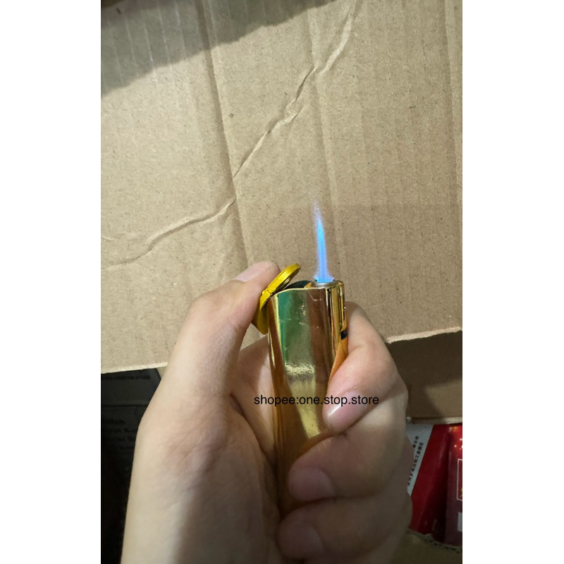 Mancis Korek Api Gas Bara Zet Biru / Torch lighter Tutup Gold Emas Love Hati (bs ISI ULANG)