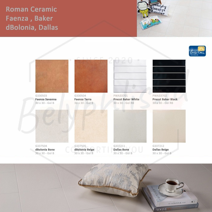 Keramik Roman 30x30 | Faenza Baker dBolonia Dallas | Keramik Lantai