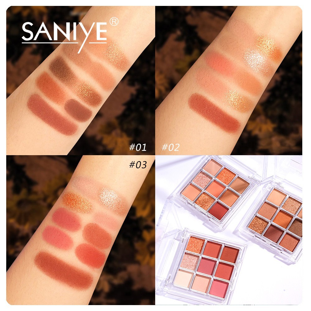 SANIYE 9 Colors Eyeshadow Palette Matte Shimmer Eye Shadow Eye Makeup Cosmetics