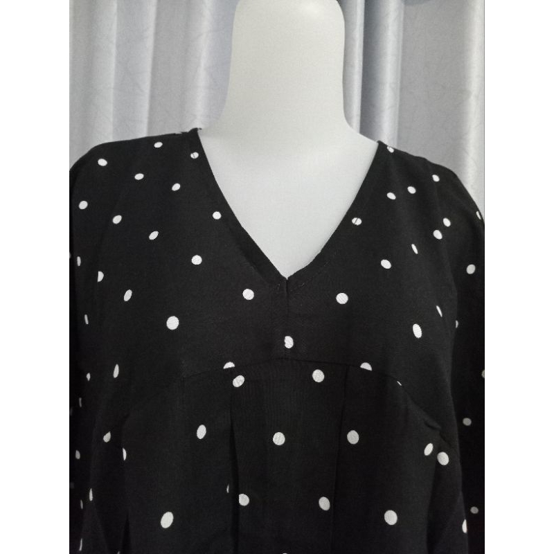 Daster Jumbo Polkadot hitam | Daster Rayon | Daster Vigos | Daster Jumbo | Dress Jumbo | Daster Best