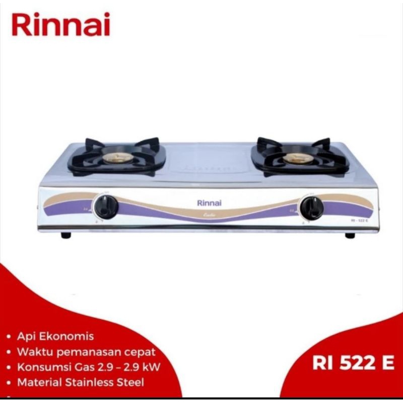 Kompor Gas Rinnai 522 E 522E Stenlis