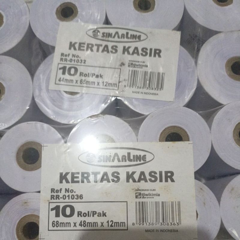 

kertas kasir merek sinarline ukuran 44mm X 65mm X 12mm