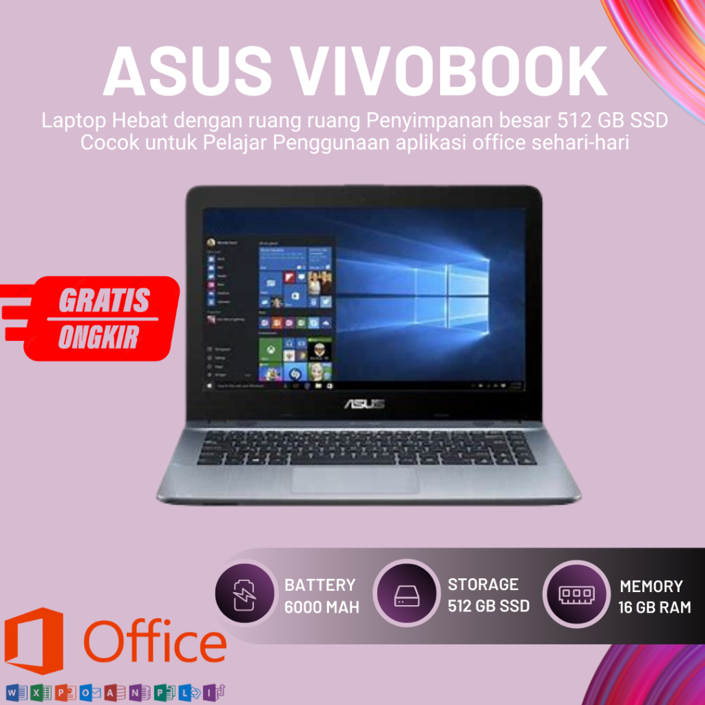 LAPTOP ASUS X441MA | INTEL N4000 | 8GB | 512GB SSD | HD | 14INCH | WINDOWS