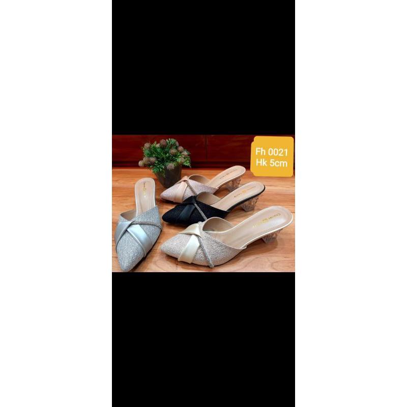 sandal pesta kaca PURPLE brukat gliter hak 5cm