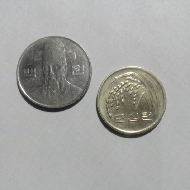 2 keping korea Selatan (100,50 won) ASLI