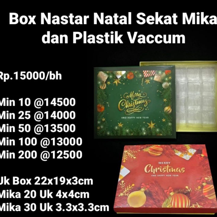 

Sentuhan Pribadi untuk Setiap Perayaan Box Nastar Natal Laminasi Glossy Mewah Sekat Mika dan Plastik Vacuum
