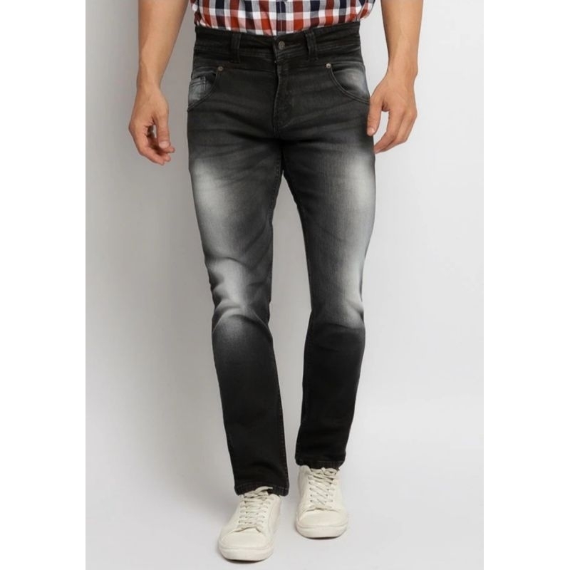 Celana Jeans Stretch Pria Original Lois SLS041P1 Hitam Slim Fit