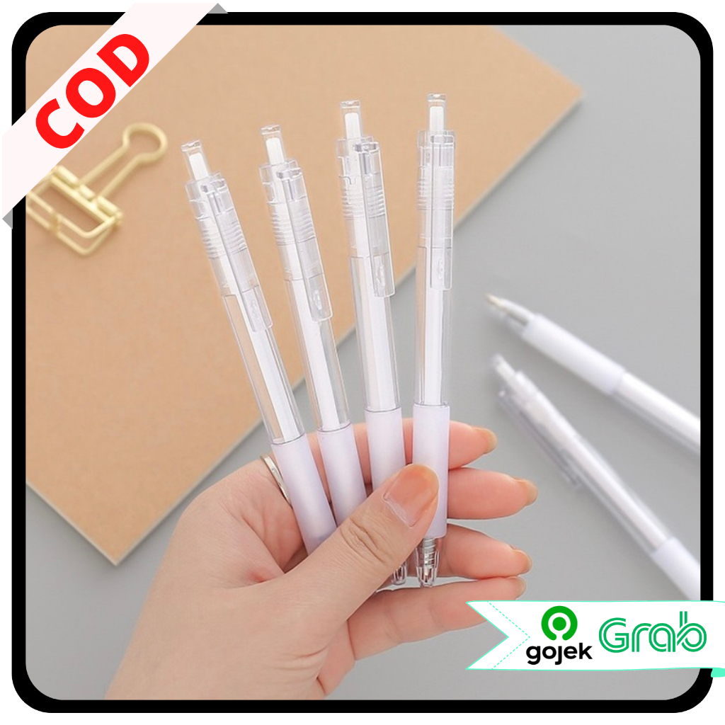 

KAISSO - BOLPOIN GEL MEKANIK ALAT TULIS KANTOR SEKOLAH PULPEN GEL PUTIH 0.5mm POLOS TINTA HITAM PENA GEL TINTA CAIR