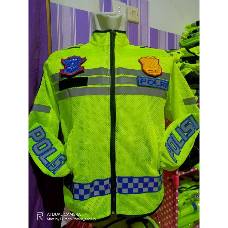 Jaket jaring full atribut bordir polisi