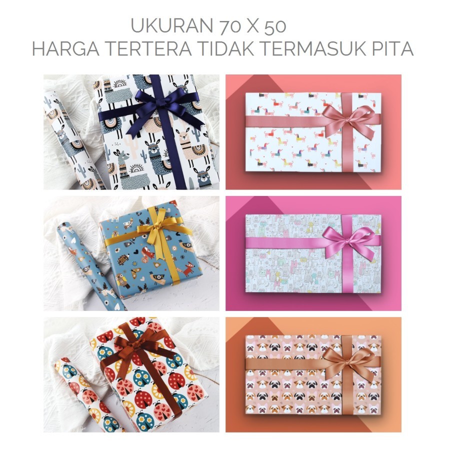 

Kertas kado ulang tahun anak karakter wrapping paper dog cat llama birthday wrapper kids cartoon character gift wrap