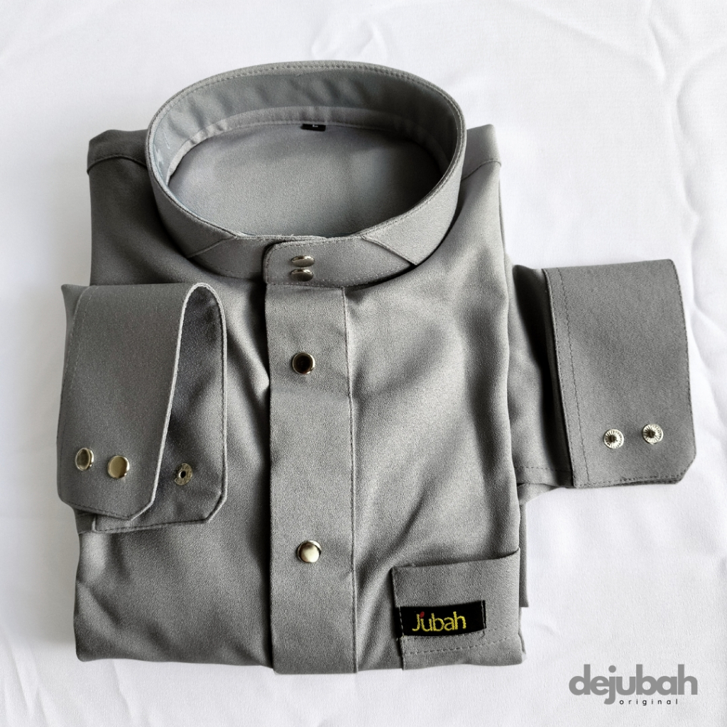 DeJubah - Qatari Gamis Jubah Pria Slimfit Dewasa-ABU MUDA