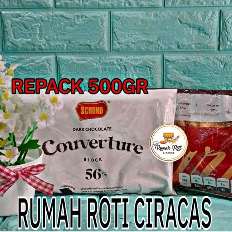 

SCHOKO COUVERTURE 56% DARK COCOLATE 1KG BLOCK COKELAT BATANG KOVERTUR 1KG