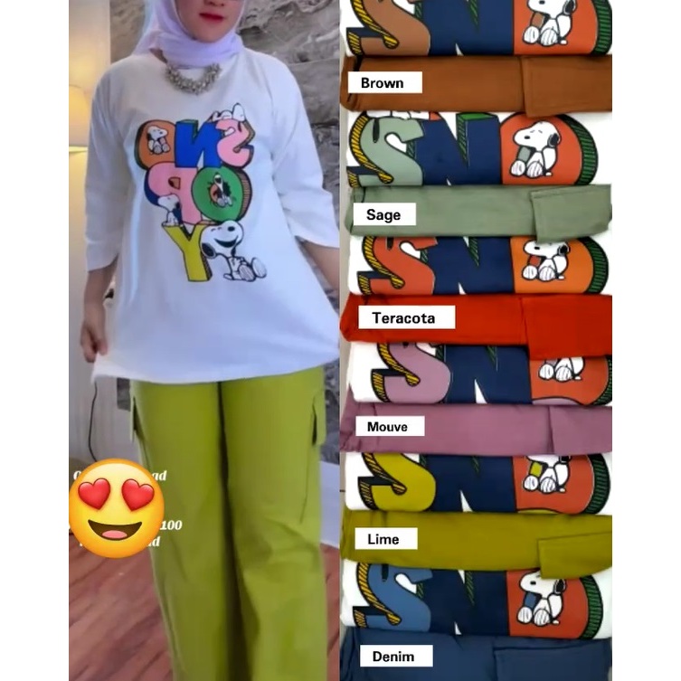 setelan celana cargo wanita remaja dewasa