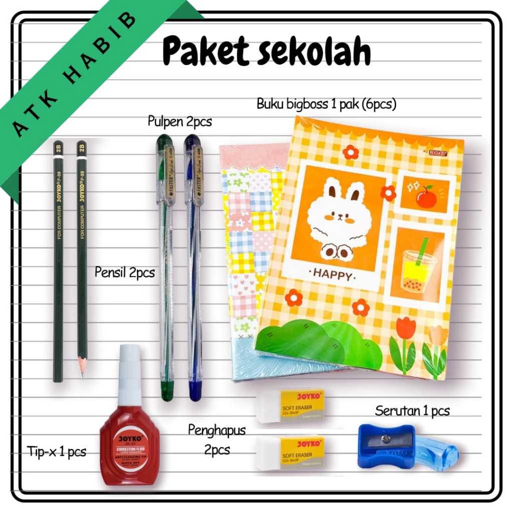 Paket Perlengkapan Sekolah Alat Tulis Anak Murah TK SD SMP SMA