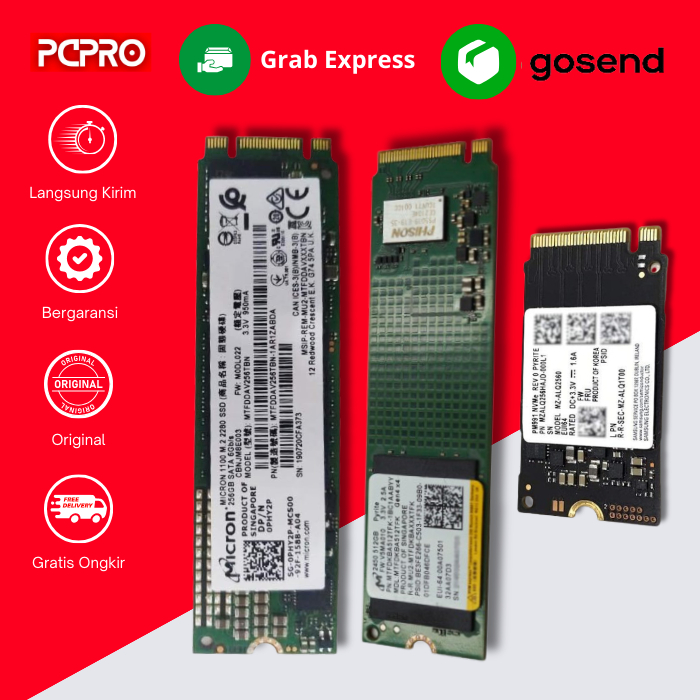 SSD Micron 25512GB M.2 2280 SSD 256GB NVME SSD 512GB 2242 Gen4 SSD Bergaransi