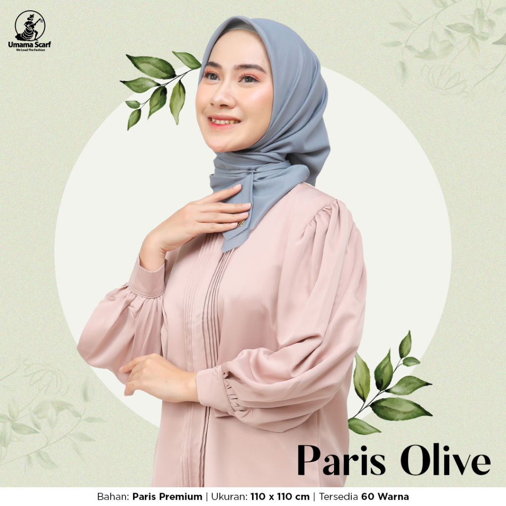 Umama Scarf - Kerudung Polos Jilbab Segi Empat Hijab Daily Paris Olive Laser Cut