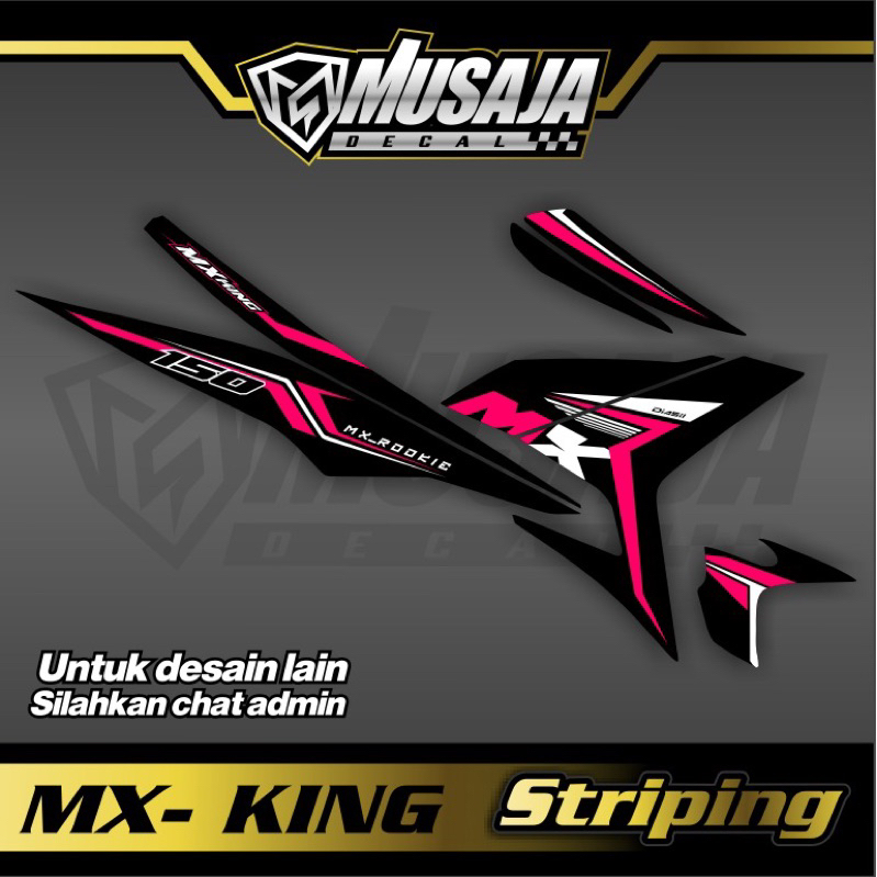 Striping transparan / non transparan uv mx king hitam pink non full body bebas request