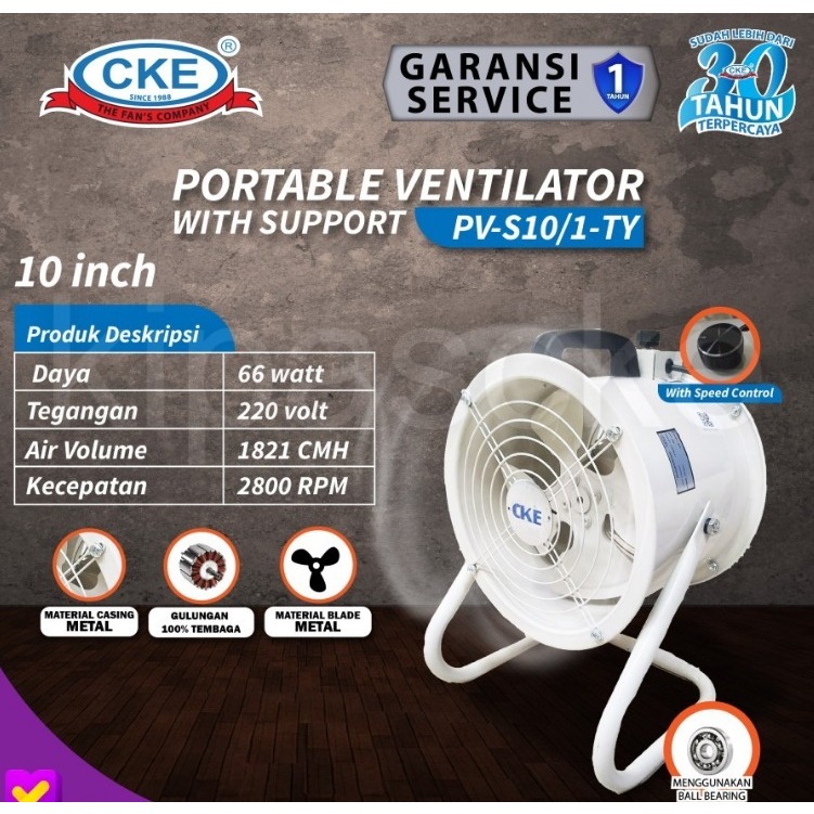 Portable Ventilator 10" With Support PV-S10/1-TY Blower / Exhaust Drum