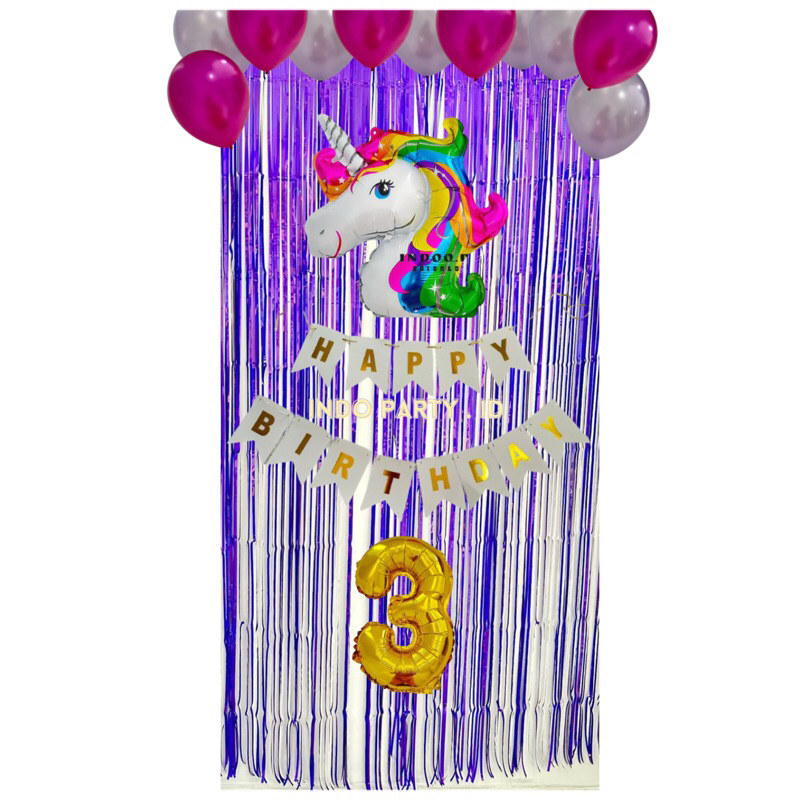 (Paket) Dekor Ulang tahun simple Balon Happy Birthday Dekor Simple Hemat/ Dekor Ulang tahun Anak Tem