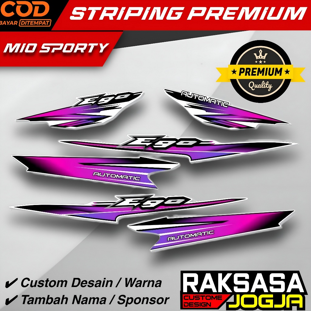 STRIPING CUSTOM MIO SPORTY VINIL DAN TRANSPARANT KUALITAS PREMIUM BONUS STIKER  / STICKER VINYL TRAN