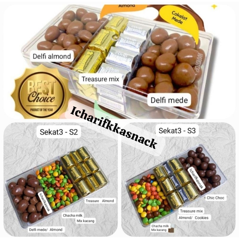 

paket S kue lebaran homemade hampers lebaran coklat , delfi, Treasure, chic choc, chacha sudah free bublewrap paket coklat toples 3sekat