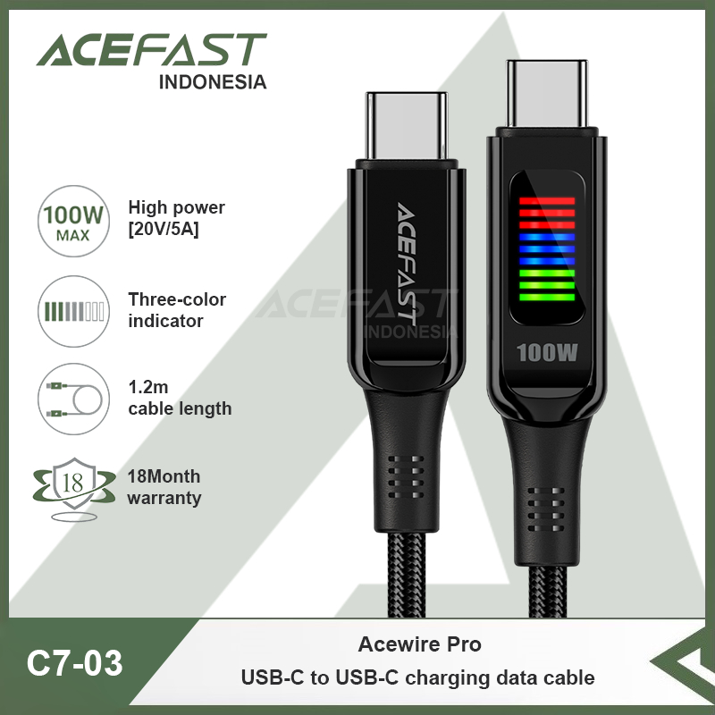 Acefast Indonesia - Kabel LED Charger PD ACEFAST Acewire Pro C7-03 USB-C To USB-C Cable