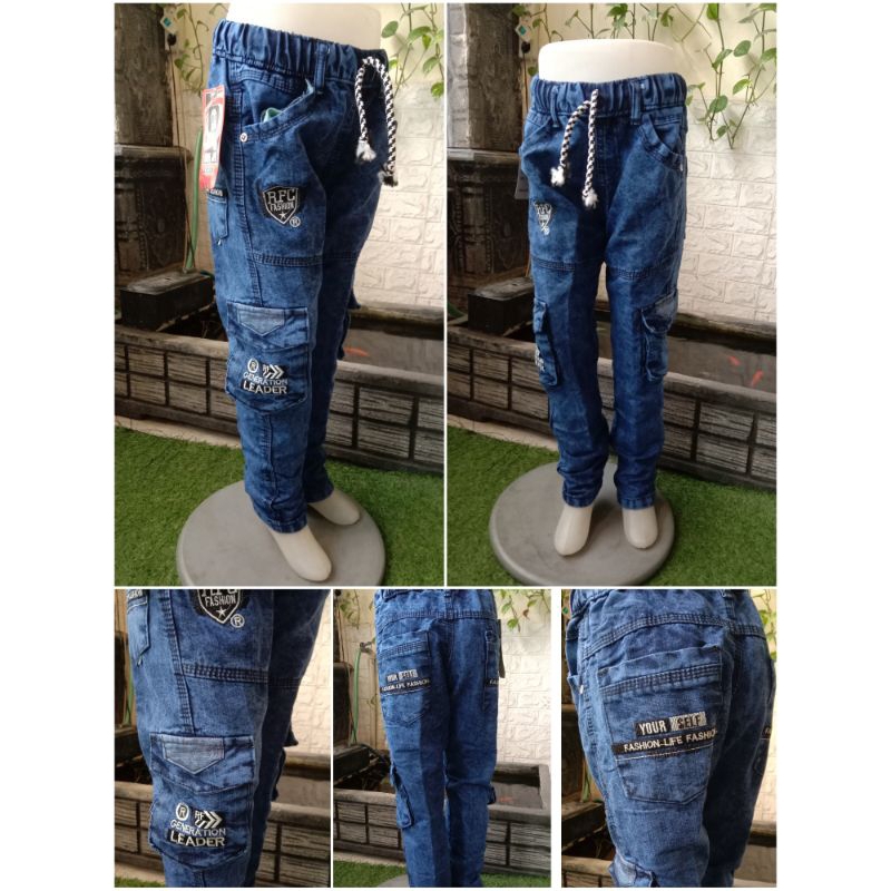 Celana Jeans kempol Cow/ Celana Cargo jeans anak laki-laki/ celana anak keren/ Celana panjang anak l