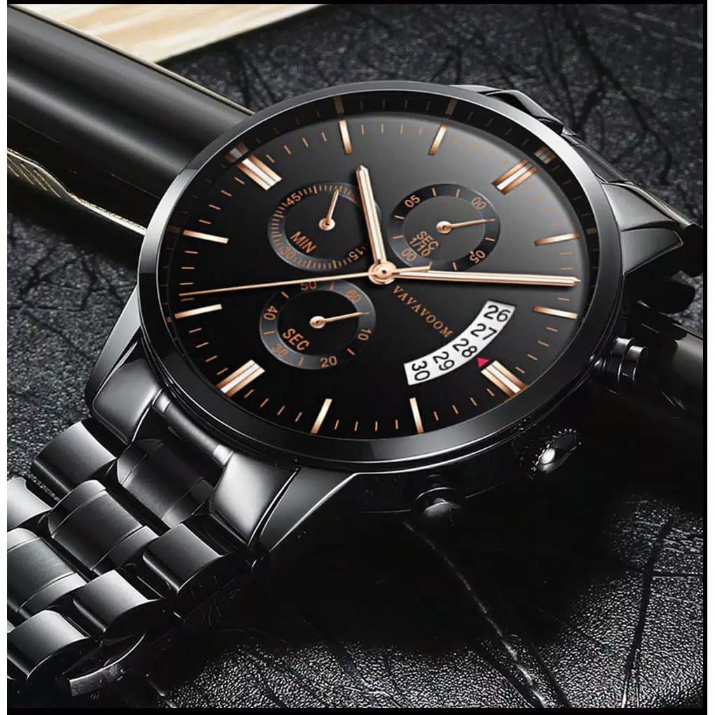 VALSHION STORE Jam Tangan Pria VAVA VOOM Original Strap Stainless Steel Anti Air Jam Tangan Cowok Ca