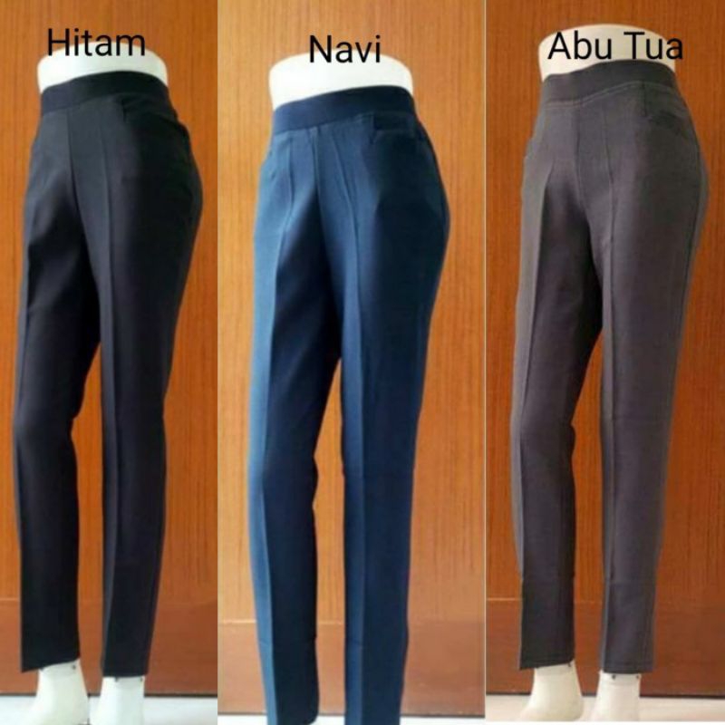 Celana Kerja Wanita Pinggang Karet / Celana Wanita Pinggang Karet Premium