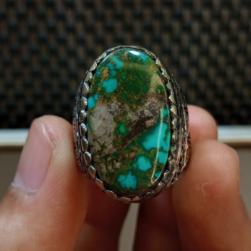 Cincin Batu Pirus Persia Hijau Abdul Rozak
