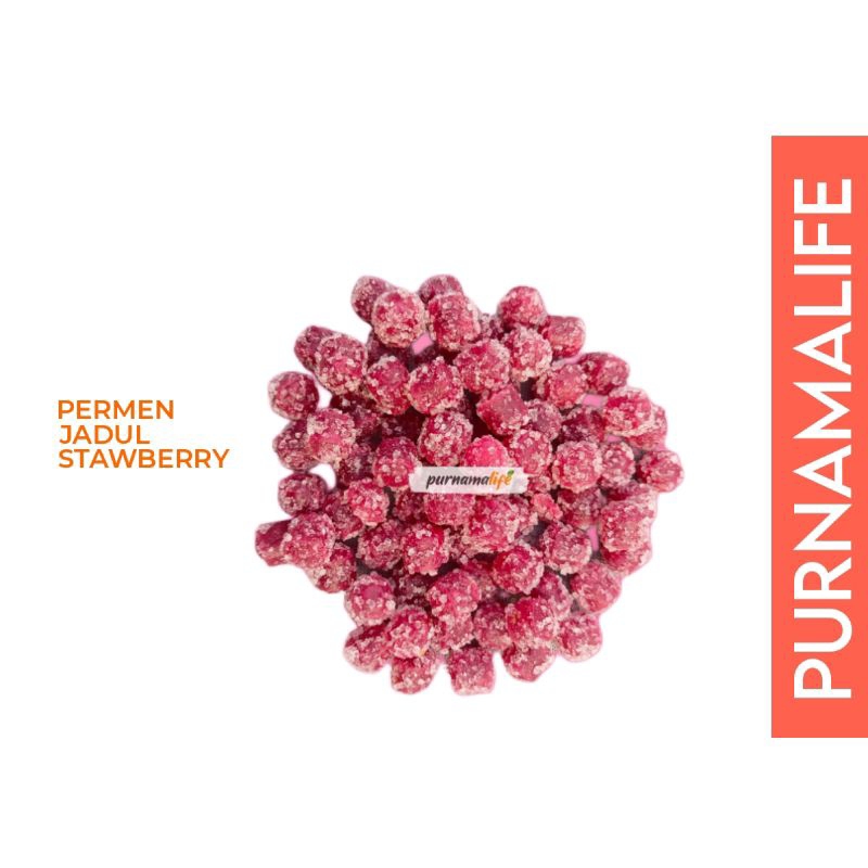 

Purnamalife - Permen organik rasa strawberry 100gr isi 60biji/permen gula rasa/candy sugar/permen stroberi