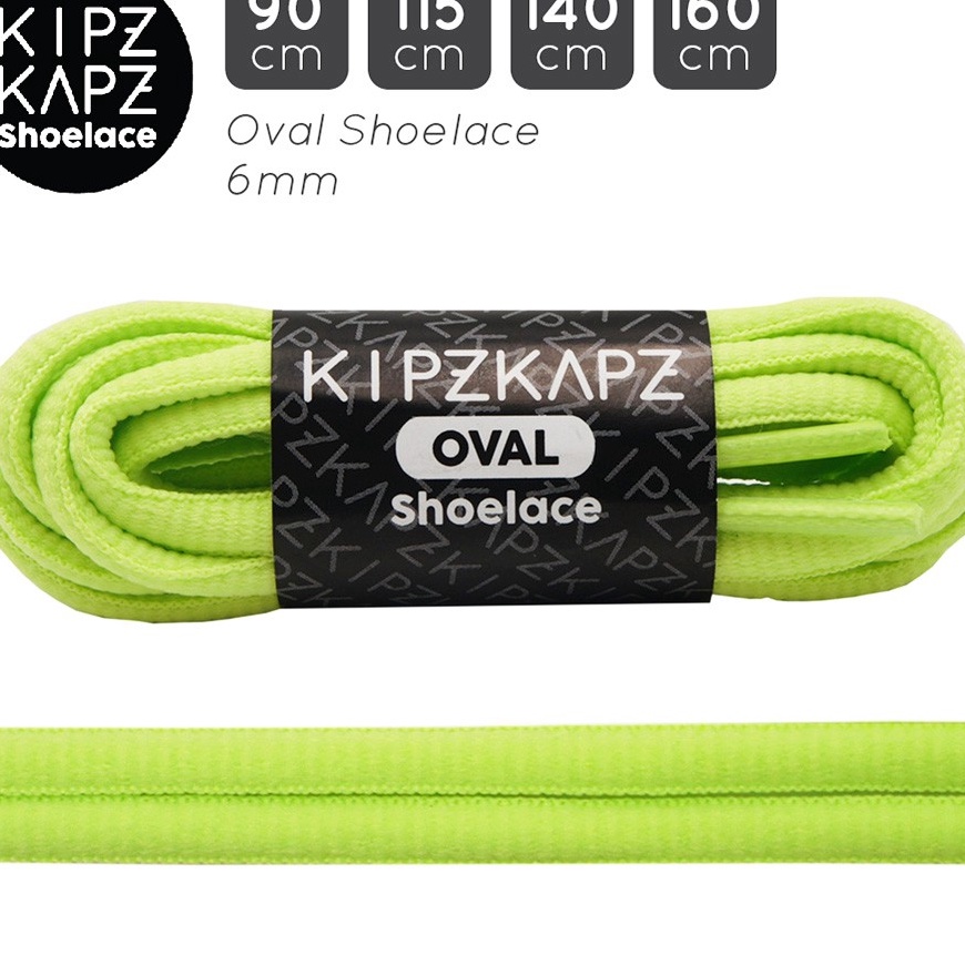C6369 KIPZKAPZ TALI SEPATU LONJONG  OVAL SHOELACE 6MM  OS4 NEON LIME  9CM 115CM 14CM 16CM