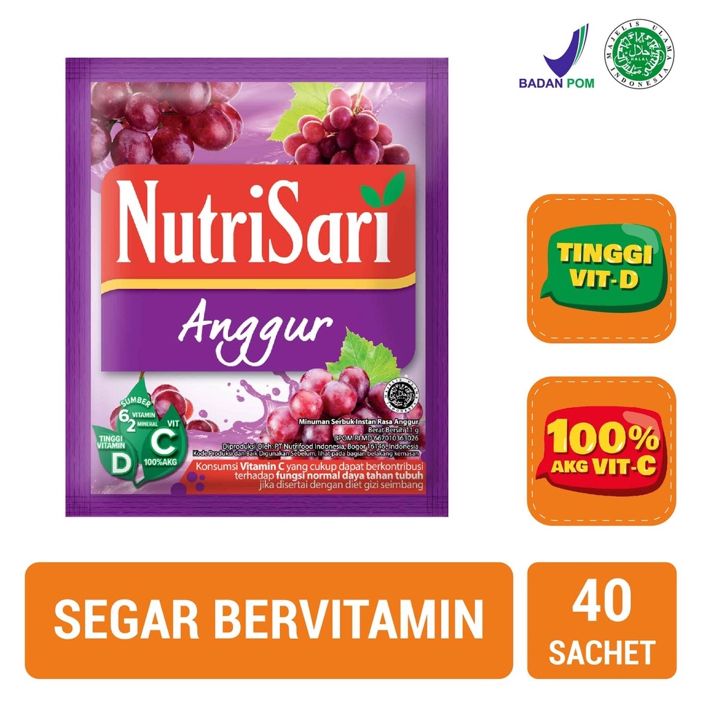 

1212 MALL NutriSari Anggur 4 Sachet Minuman Buah Vitamin C Vitamin D serbuuu